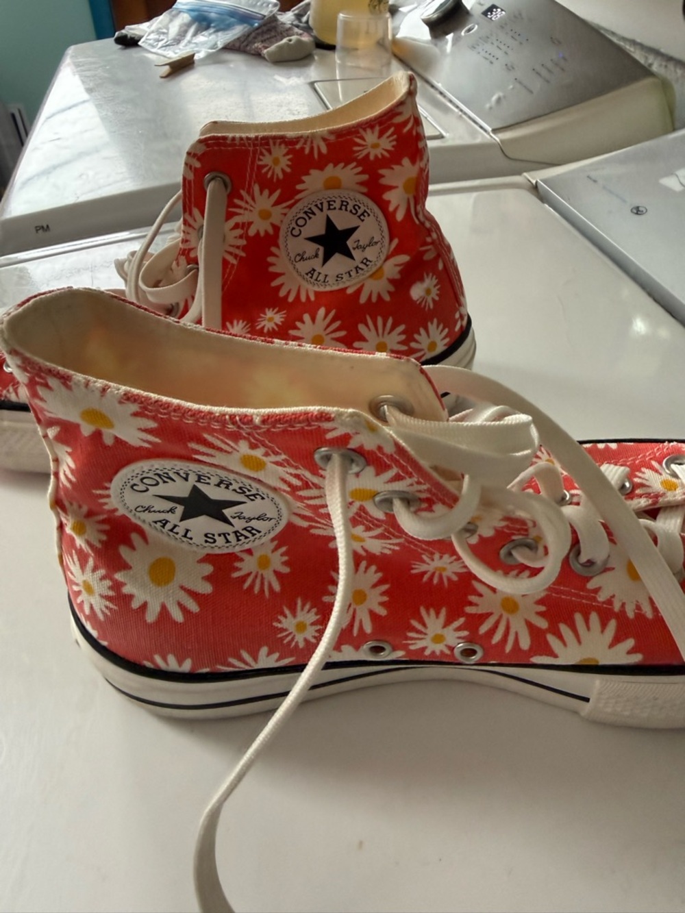 Converse Coral Daisy Print Lift High Top Sneakers